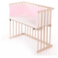 Dreamgood Beistellbett Natur Inkl. Matratze Prime Und Nestchen Rose / Weiß