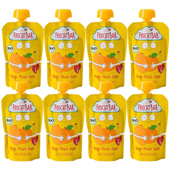 FRUCHTBAR® Bio-Püree Mango-Pfirsich-Banane 8 X 100g Ab Dem 6.Monat 1 FRUCHTBAR® Bio-Püree Mango-Pfirsich-Banane 8 X 100g Ab Dem 6.Monat