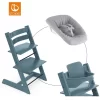 STOKKE® Mega Tripp Trapp® Set Hochstuhl Buche Fjord Blue Inkl. Newborn Set™ Grey Und Baby Set Fjord Blue